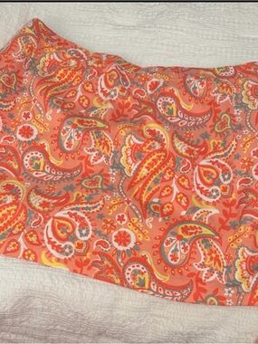 Kim Rogers Coral Paisley Cotton Tube Top with Yellow & Teal Accents
